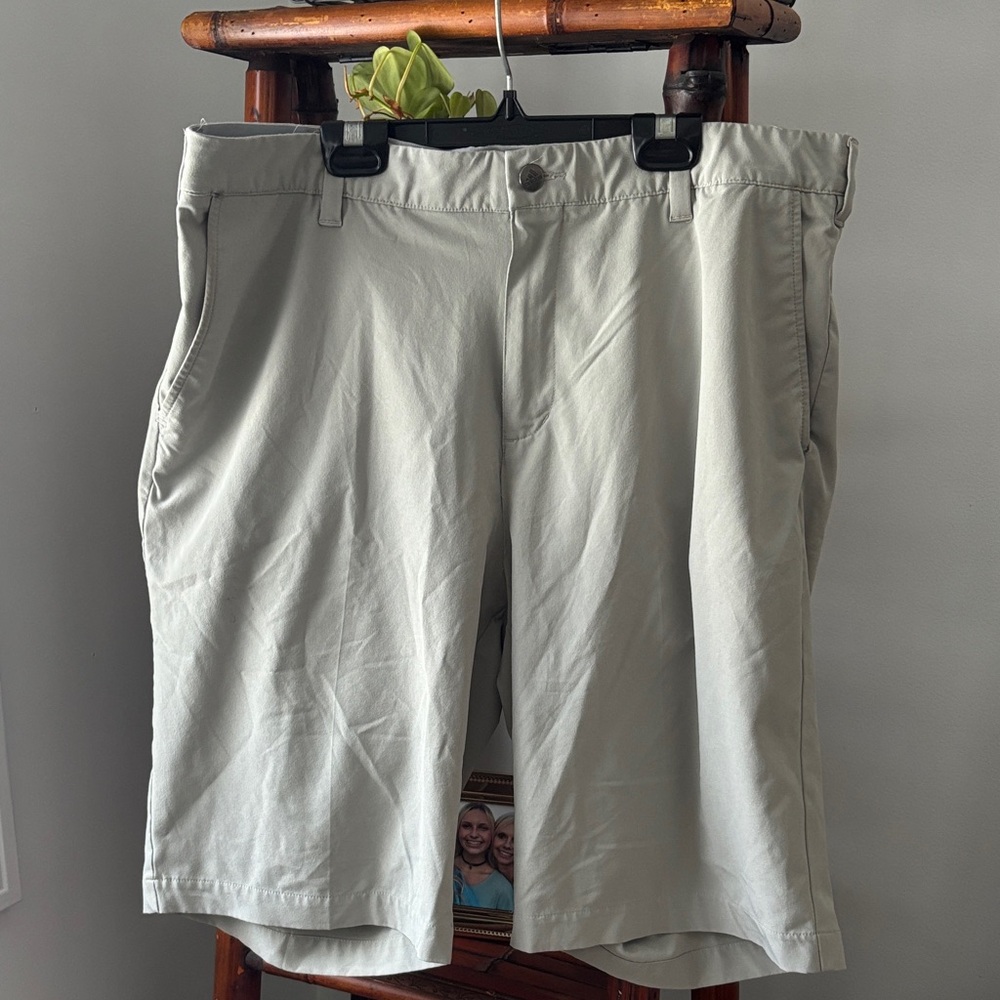 adidas Men's Light Gray Flat Front Shorts